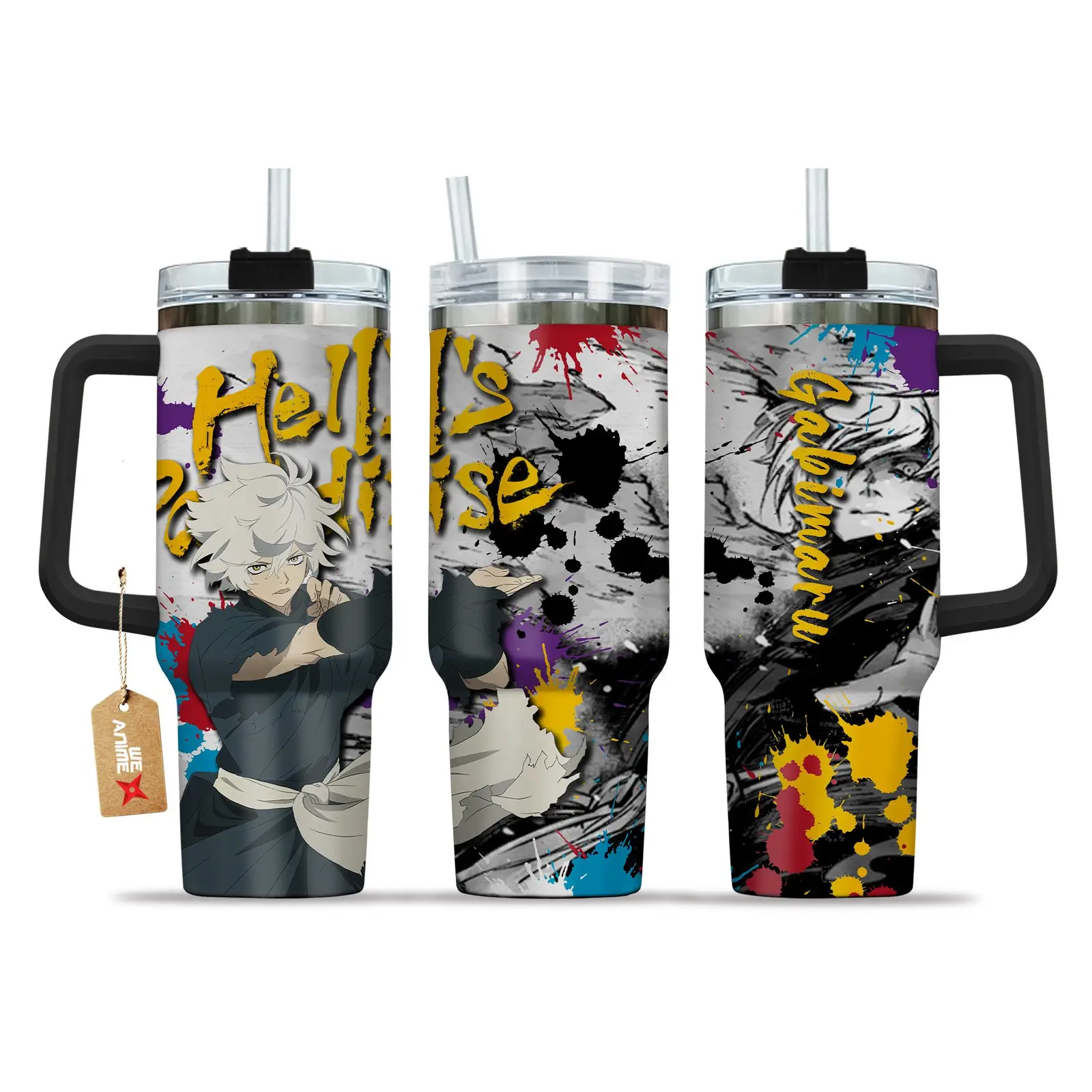 Gabimaru HellParadise: Jigokuraku Anime?Custom  Quencher   40oz Stainless Steel Tumbler With Handle HG