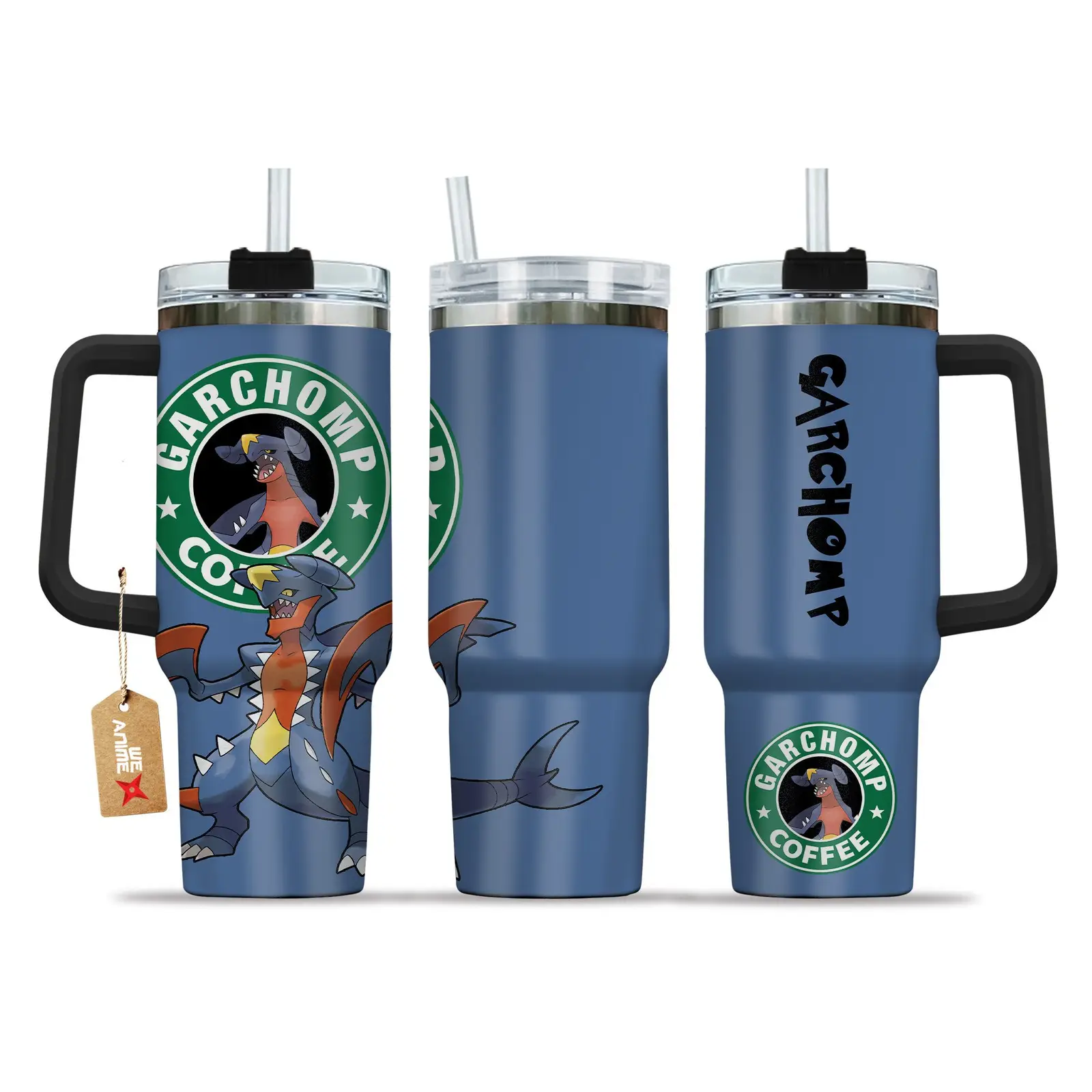 Garchomp Coffee Pokemon Anime Custom   Quencher  40oz Stainless Steel Tumbler With Handle HG