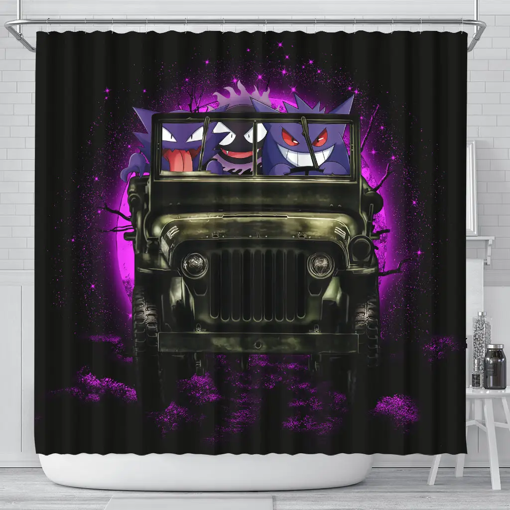 Gengar Ghost Halloween Moonlight Jeep Funny Shower Curtain