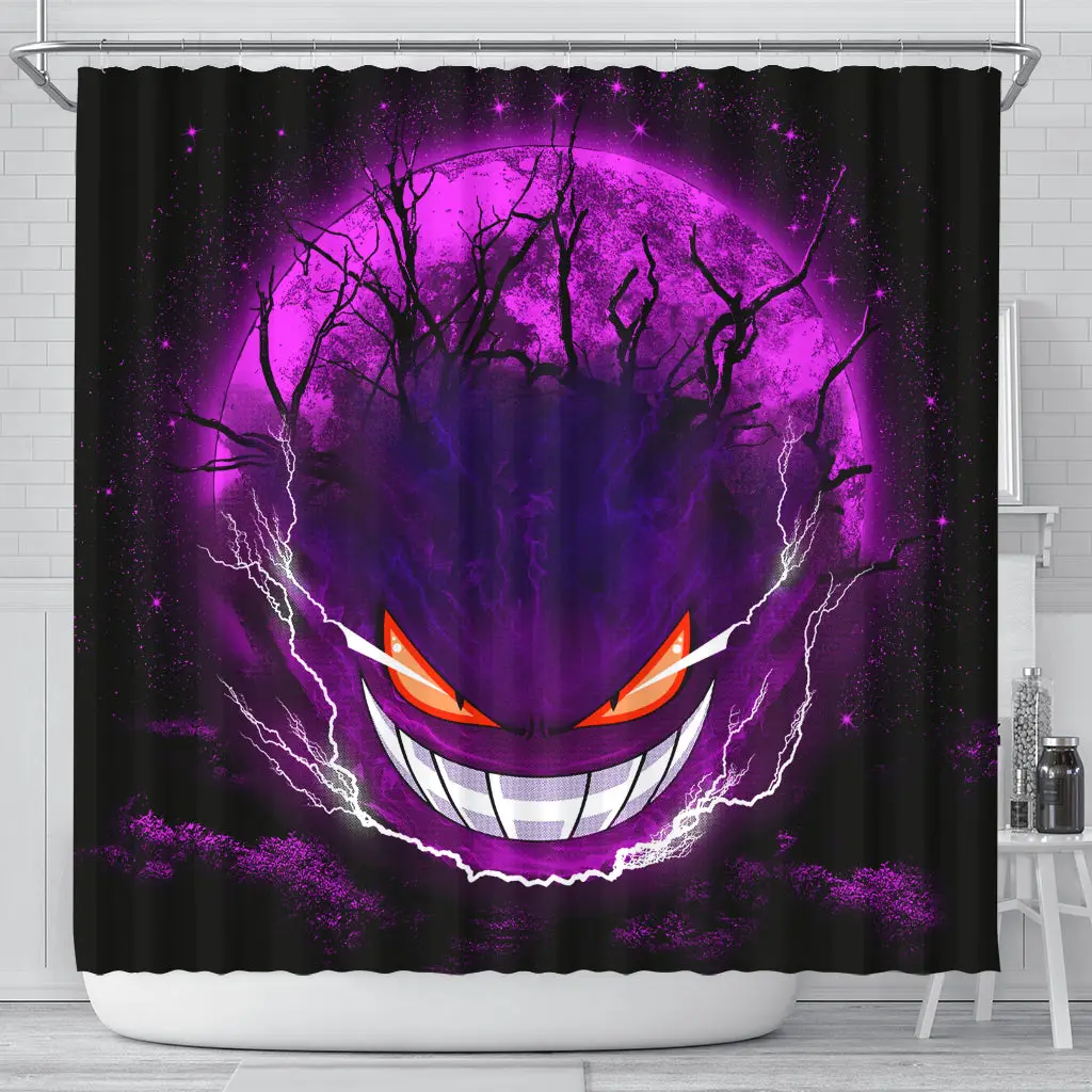 Gengar Ghost Scary Moonlight Shower Curtain
