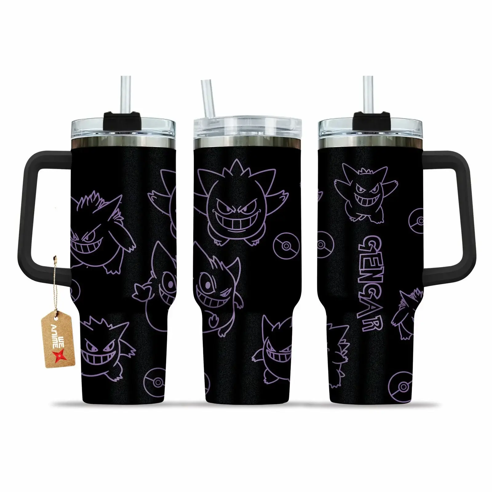 Gengar Pokemon Anime  Custom Quencher  40oz Stainless Steel Tumbler With Handle HG
