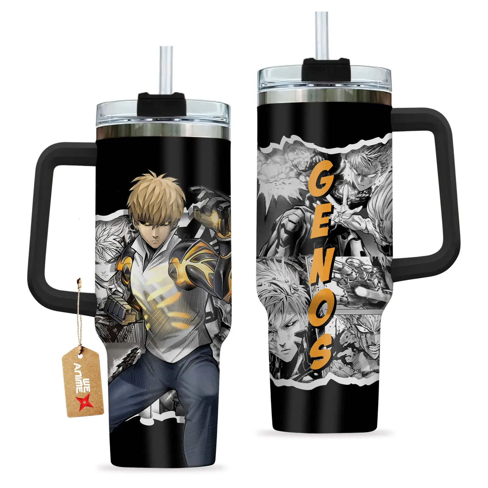 Genos One-Punch Man Anime?Custom  Quencher   40oz Stainless Steel Tumbler With Handle HG
