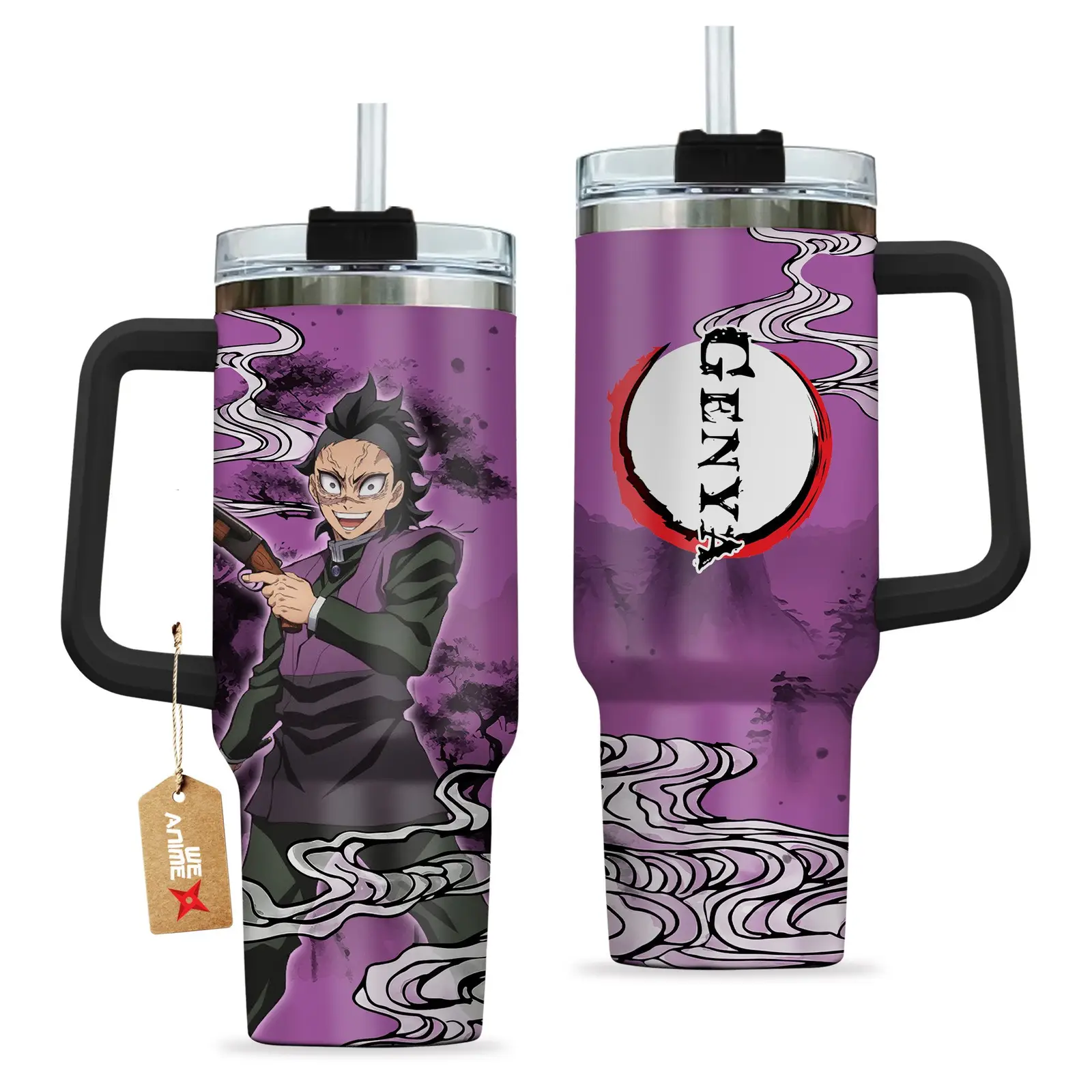 Genya Shinazugawa Kimestu no Yaiba Demon Slayer  Anime Custom Quencher  40oz Stainless Steel Tumbler With Handle HG