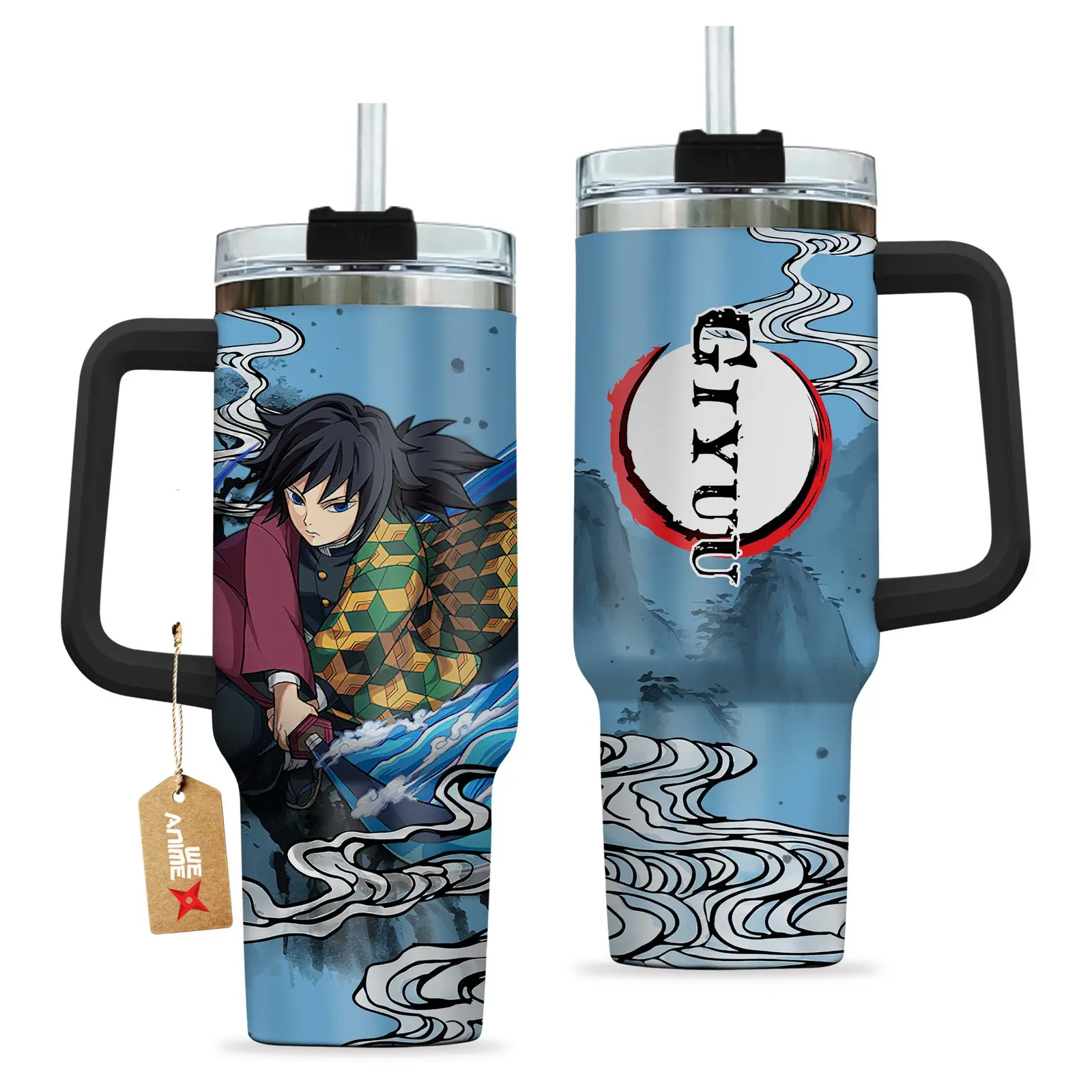 Giyu Tomioka Kimestu no Yaiba Demon Slayer  Anime Custom Quencher  40oz Stainless Steel Tumbler With Handle HG