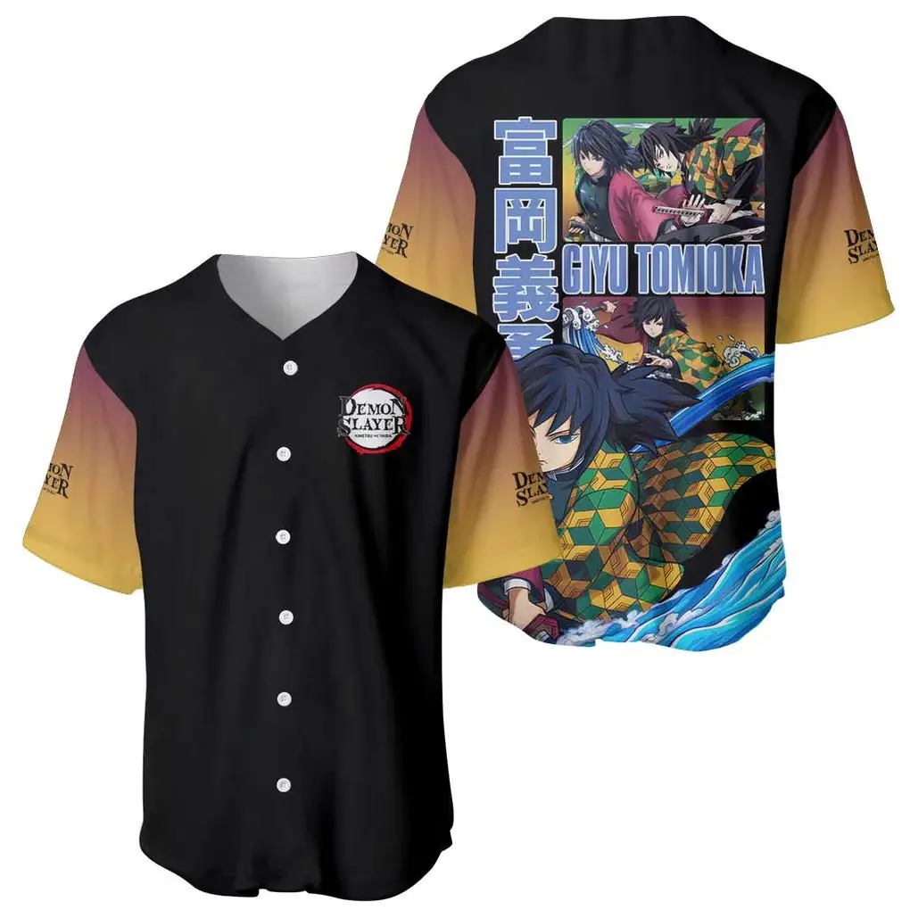 Giyu Tomioka V3 Demon Slayer Baseball Jersey Anime Style - Benietee Shop