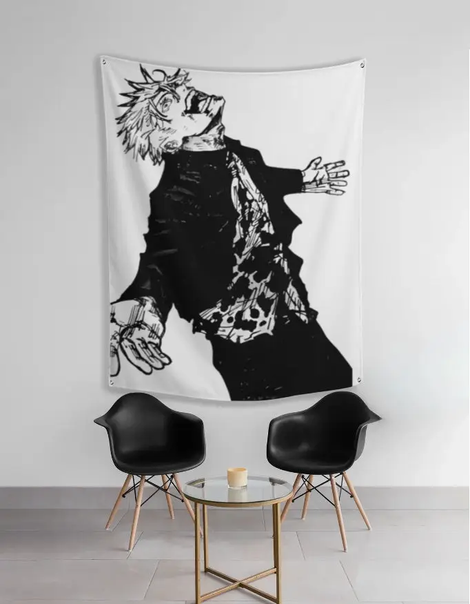 Gojo anime wall tapestry - Large Monochrome