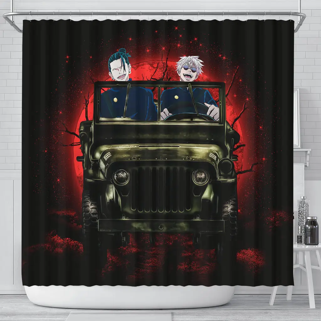 Gojo Geto Jujutsu Kaisen Ride Jeep Halloween Funny Anime  Shower Curtain