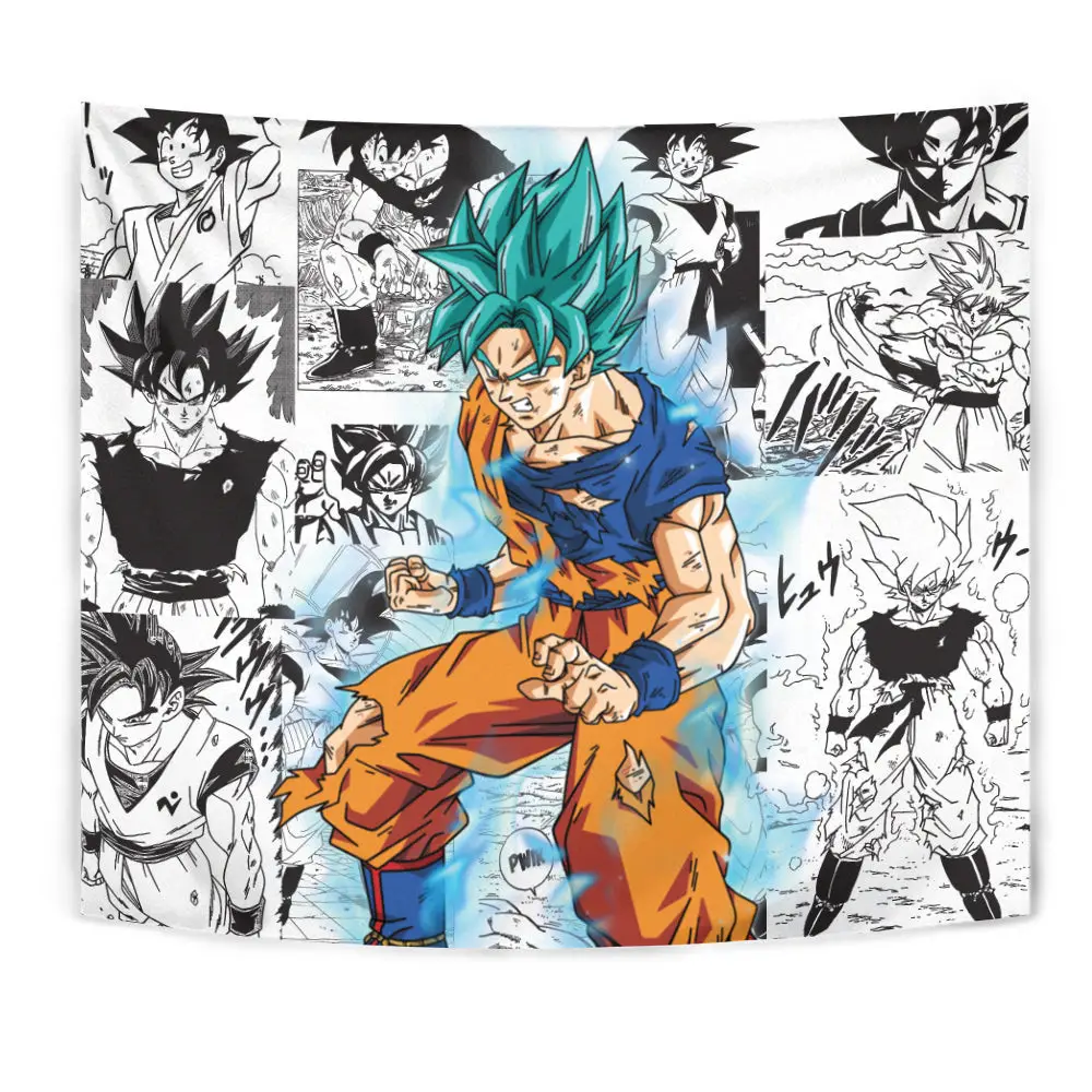 Goku Blue Tapestry Custom Anime Manga Wall Decor