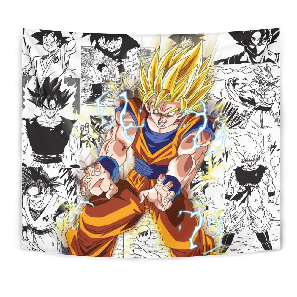 Goku SSJ Tapestry Custom Anime Manga Wall Decor