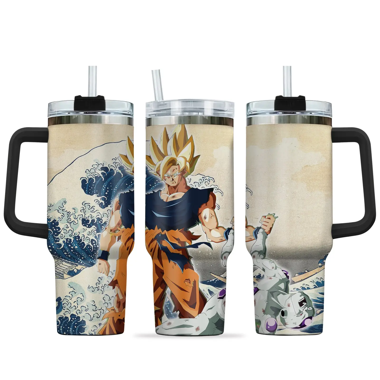 Goku Super Saiyan 40oz Travel Tumbler With Handle Rivalries Kanagawa Collection