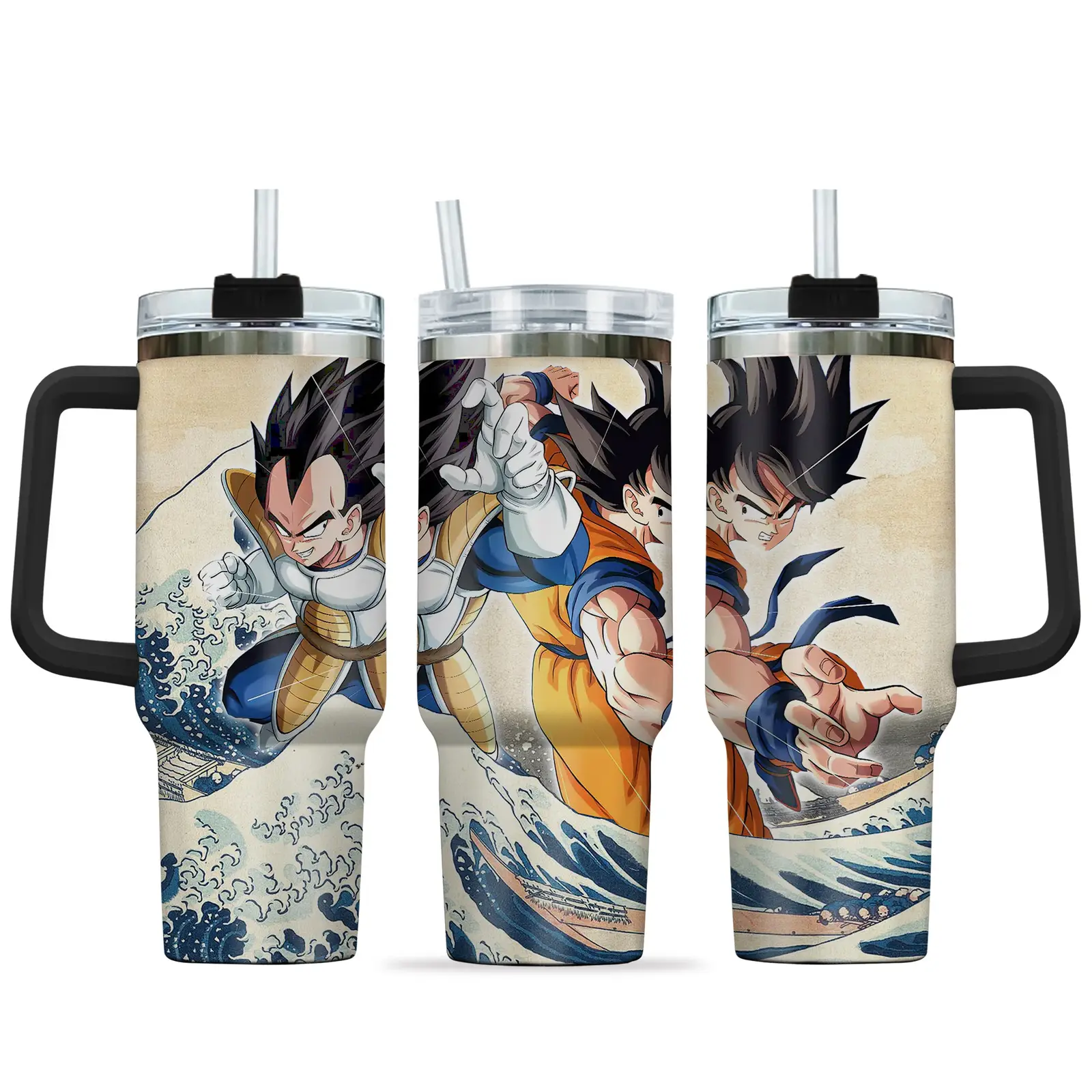 Goku - Vegeta 40oz Travel Tumbler With Handle Rivalries Kanagawa Collection