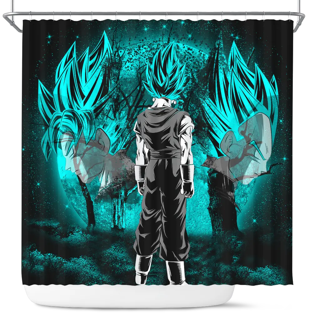 Goku Vegeta Vegito Blue Moonlight Shower Curtain