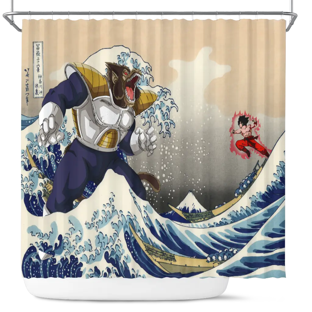 Goku Vs Vegeta The Great Wave Japan Anime Dragon Ball Shower Curtain