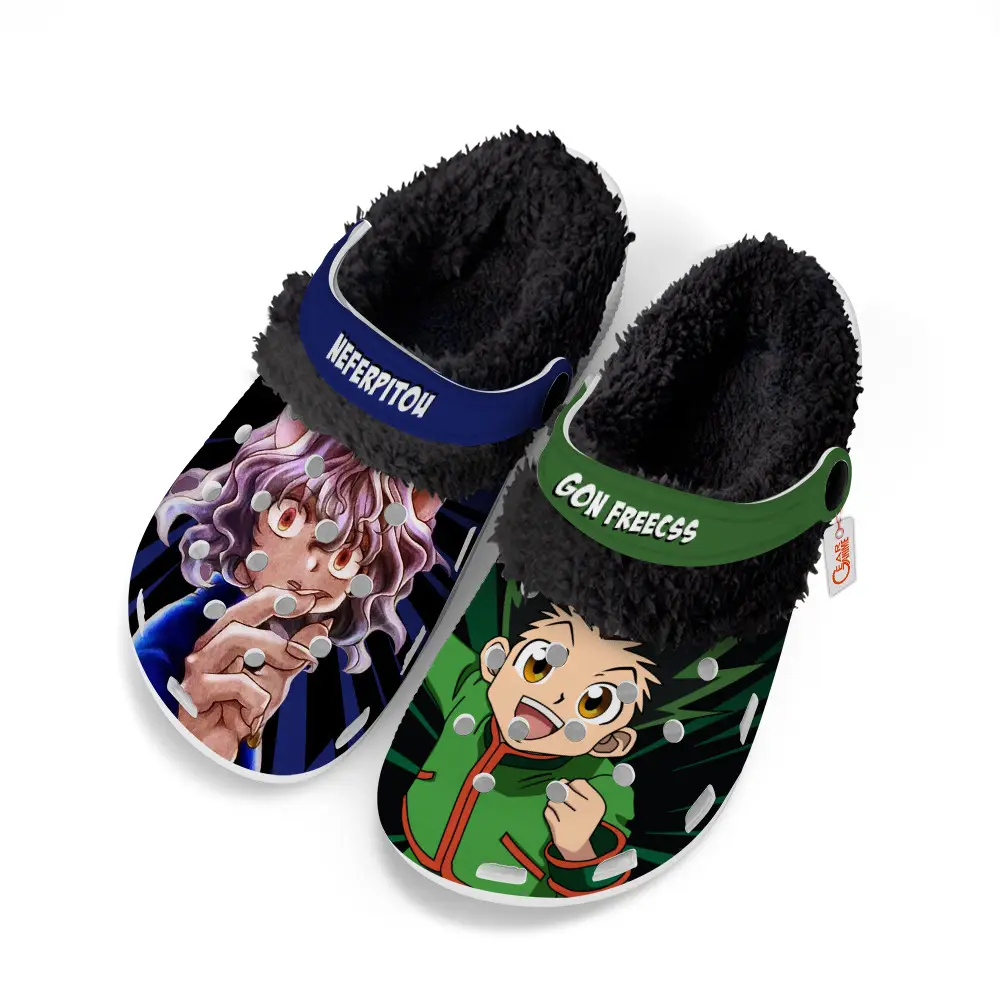 Gon Freecss x Neferpitou Fleece-Lined Clogs Custom Name