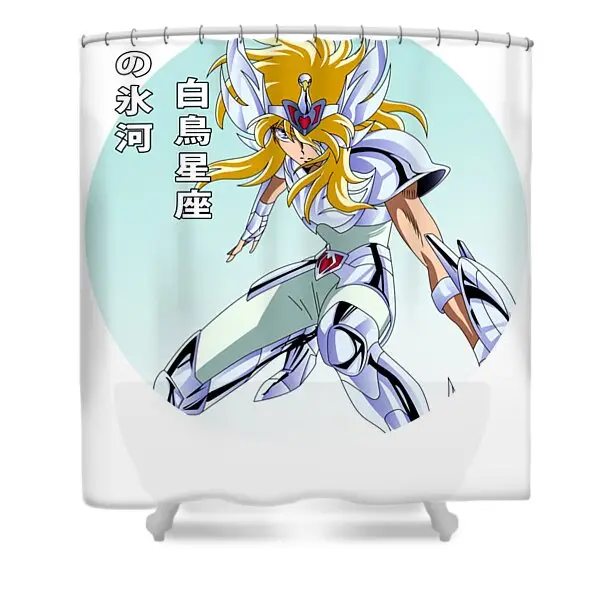 Graphic Cygnus Art Saint Seiya Character Shower Curtain | Anime Shower Curtains