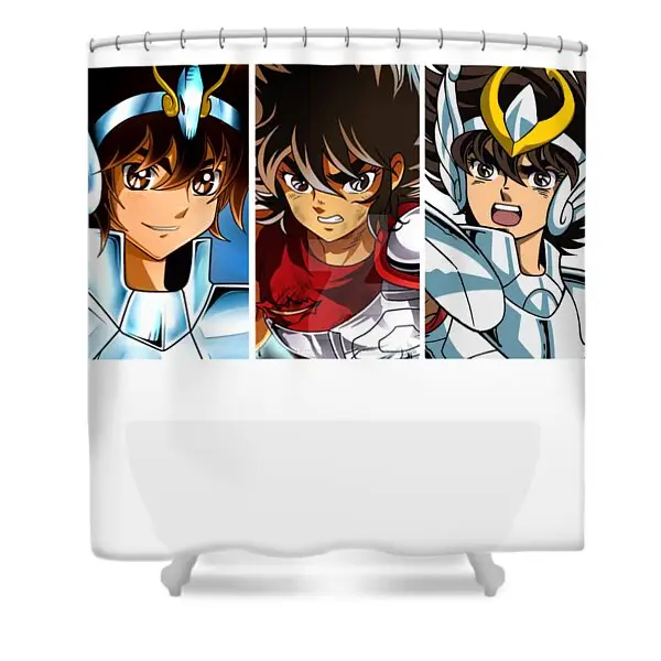 Graphic Saint Seiya Characters Shower Curtain | Anime Shower Curtains