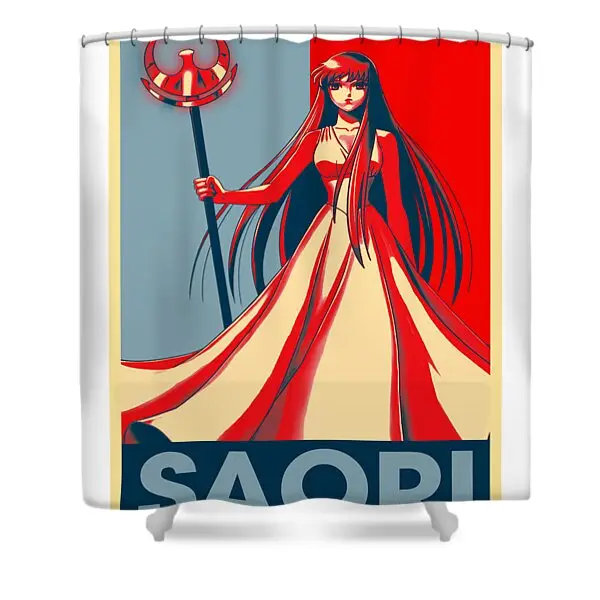 Graphic Saori Art Saint Seiya Shower Curtain | Anime Shower Curtains