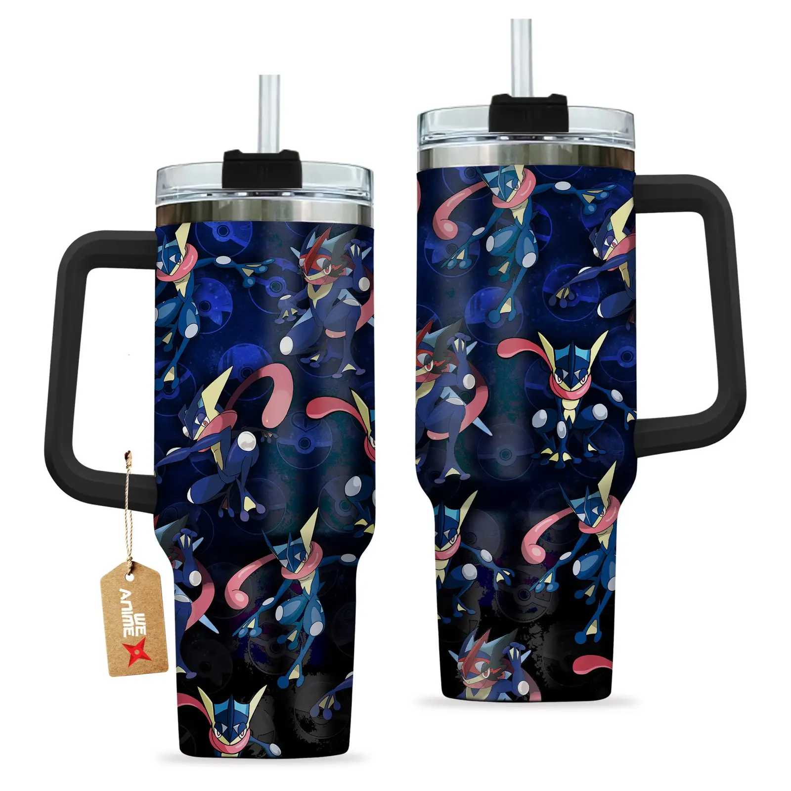 Greninja Pokemon Anime Custom Quencher  40oz Stainless Steel Tumbler With Handle HG