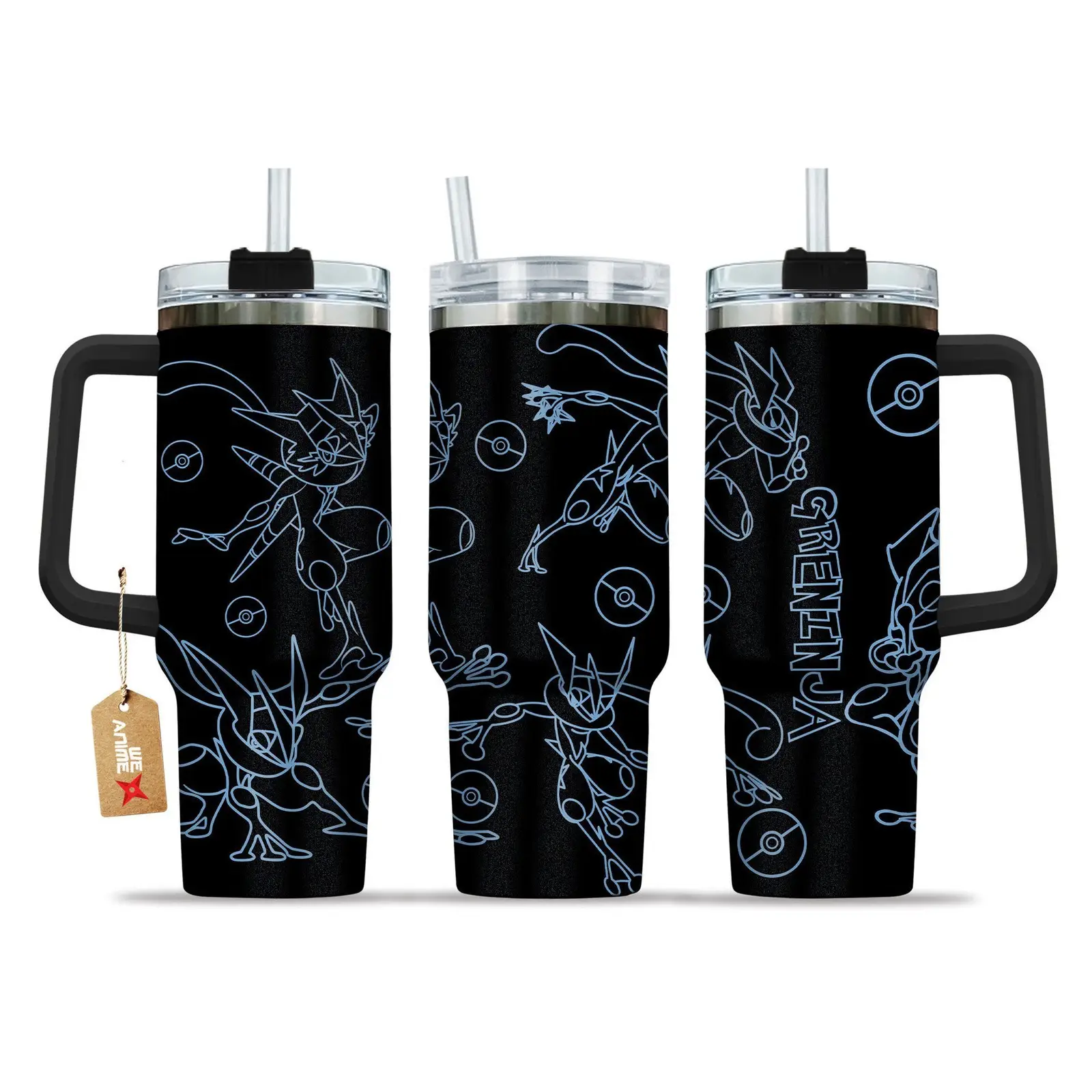 Greninja Pokemon Anime Custom Stanley Quencher  40oz Stainless Steel Tumbler With Handle HG