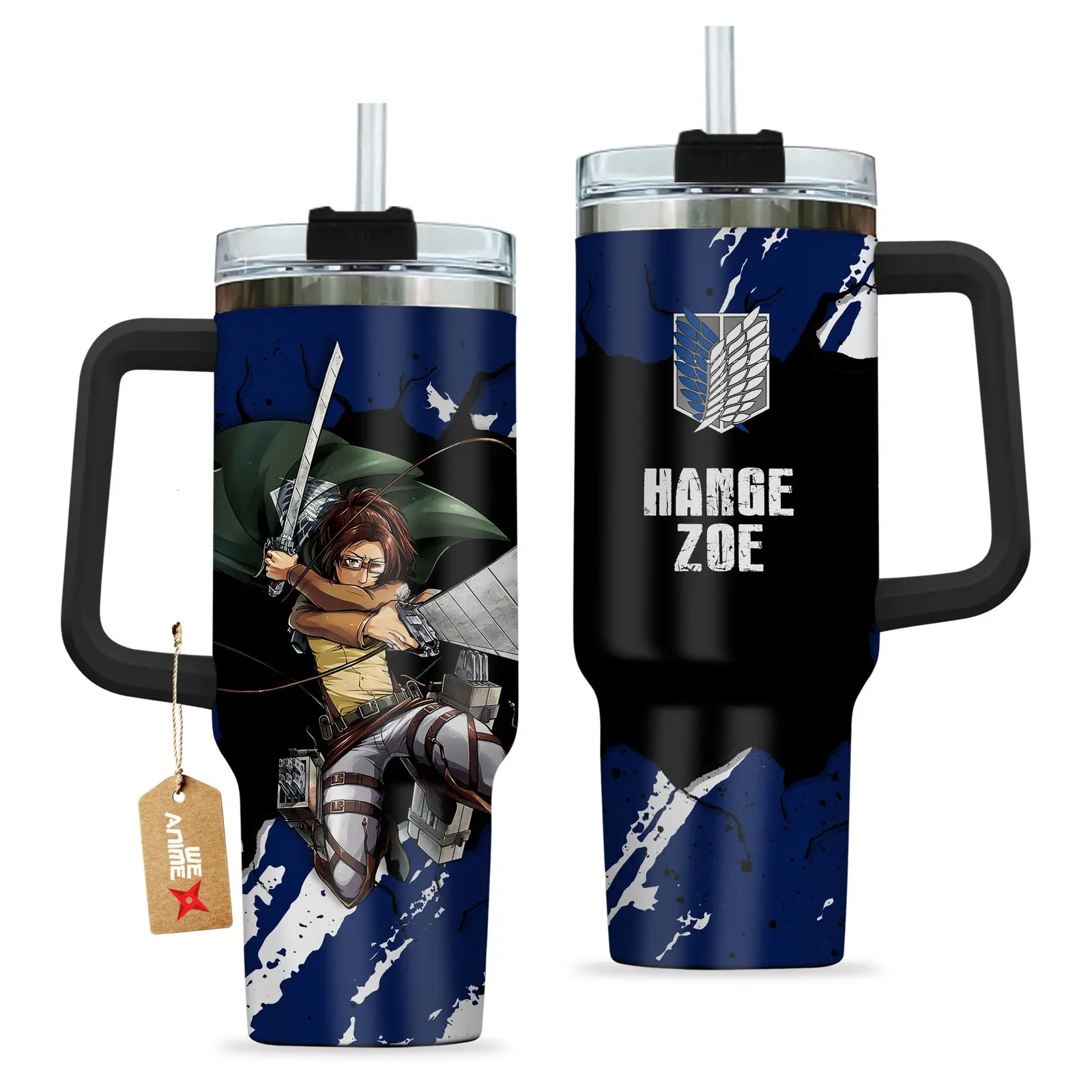 Hange Zoe Attack on Titan Anime Custom  Quencher   40oz Stainless Steel Tumbler With Handle HG
