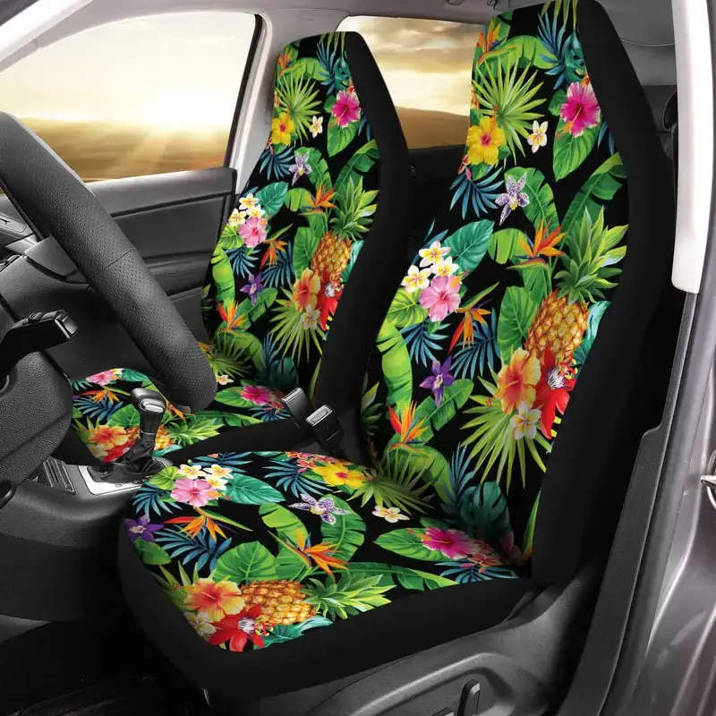 Hawaiian Car Seat Covers Custom Pineaple Tropical Flower Car Accessories 