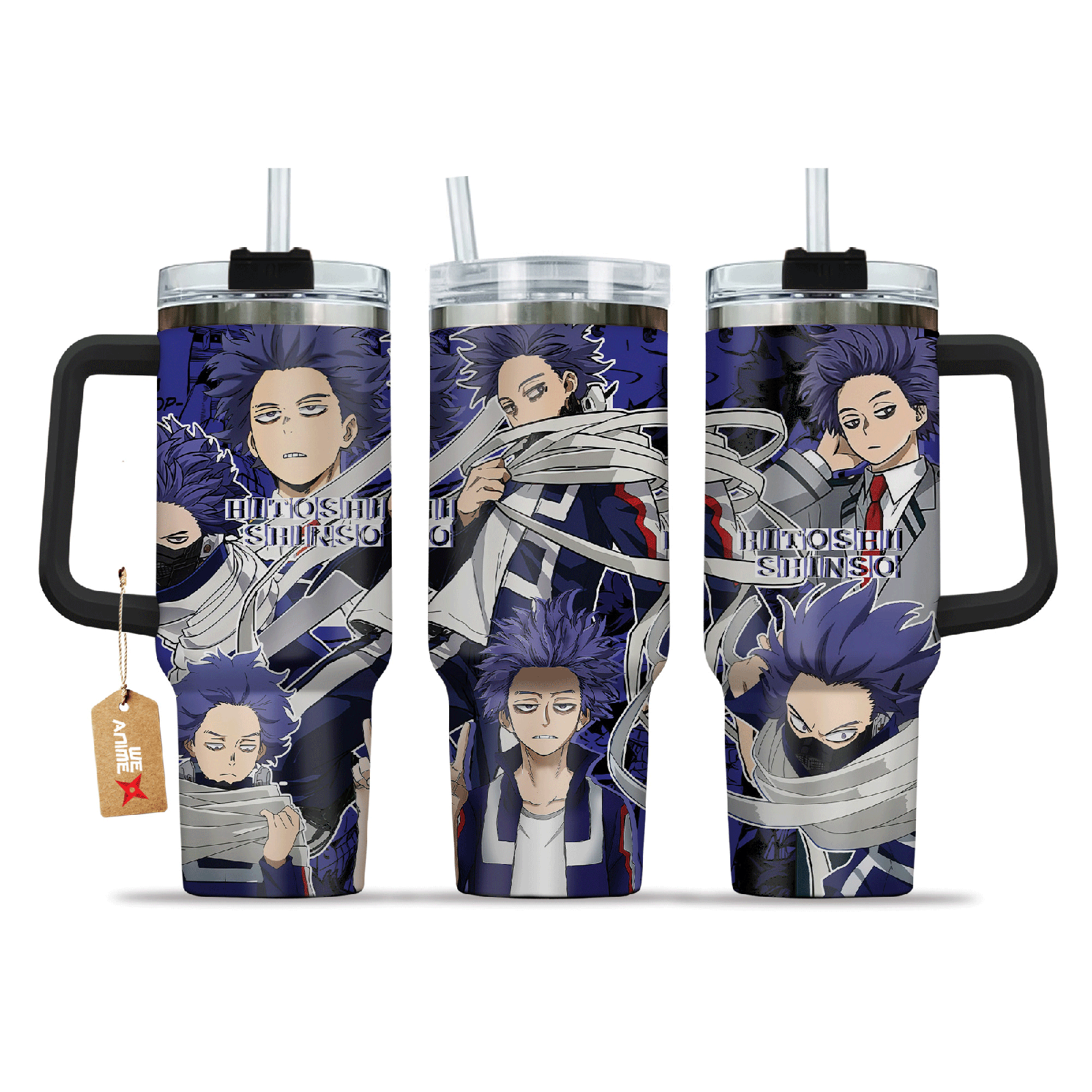 Hitoshi Shinso Boku no H3ro Acad3mia Anime Custom  Quencher   40oz Stainless Steel Tumbler With Handle HG