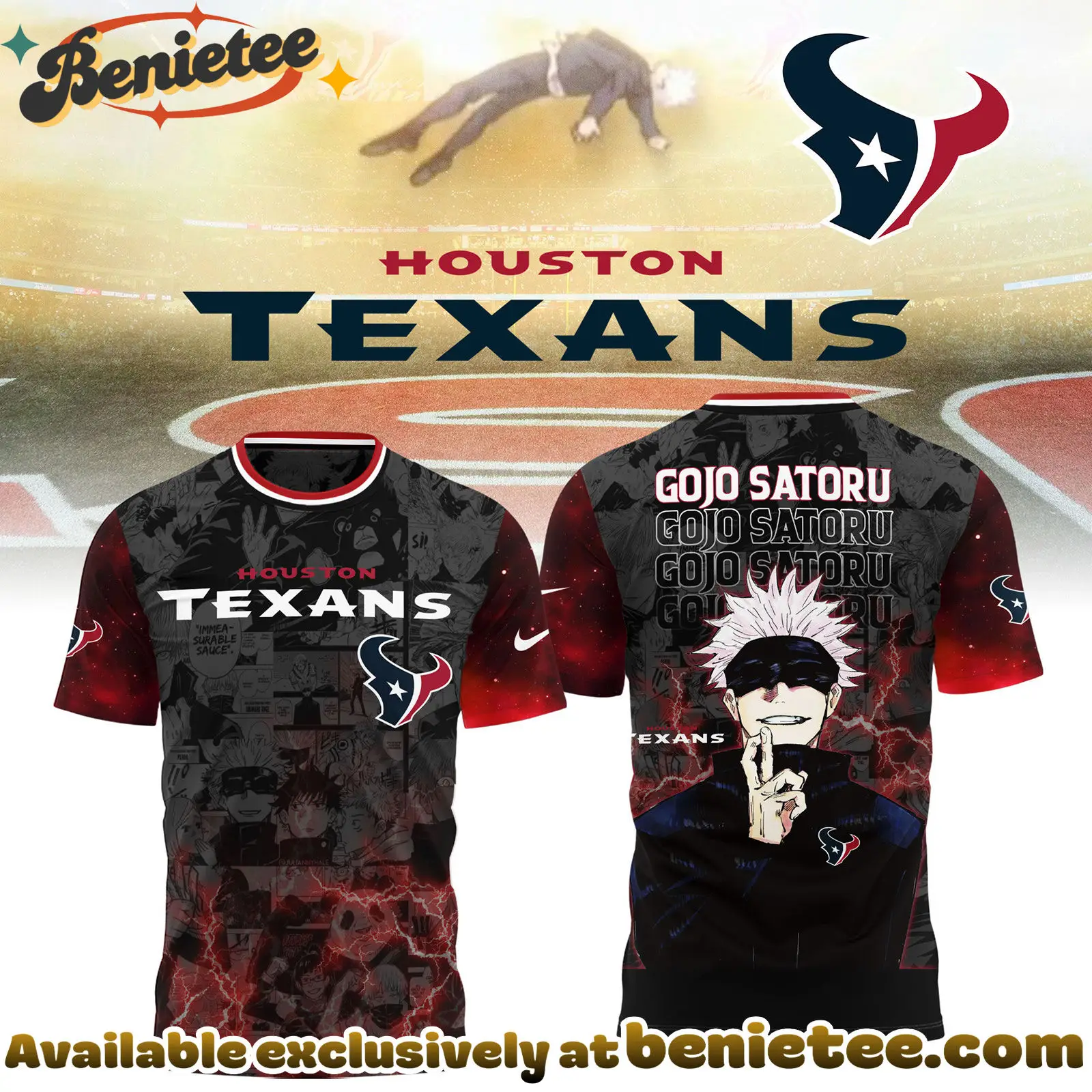 Houston Texans x Jujutsu Kaisen Limited Edition T-Shirt - Ver 2 - Benietee Shop