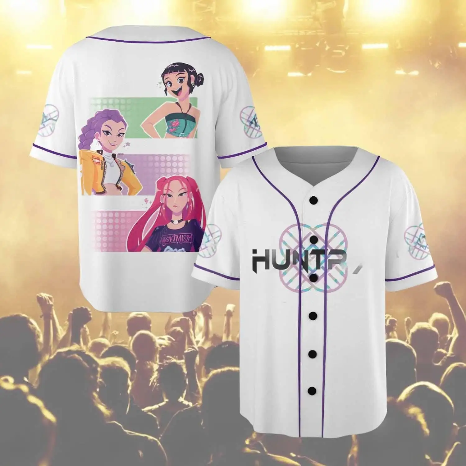 Huntrix Demon Hunters Baseball Jersey, Anime-Inspired Kpop Shirt, Unisex Jersey, Kpop Fan Gift, Cosplay Outfit - Benietee Shop