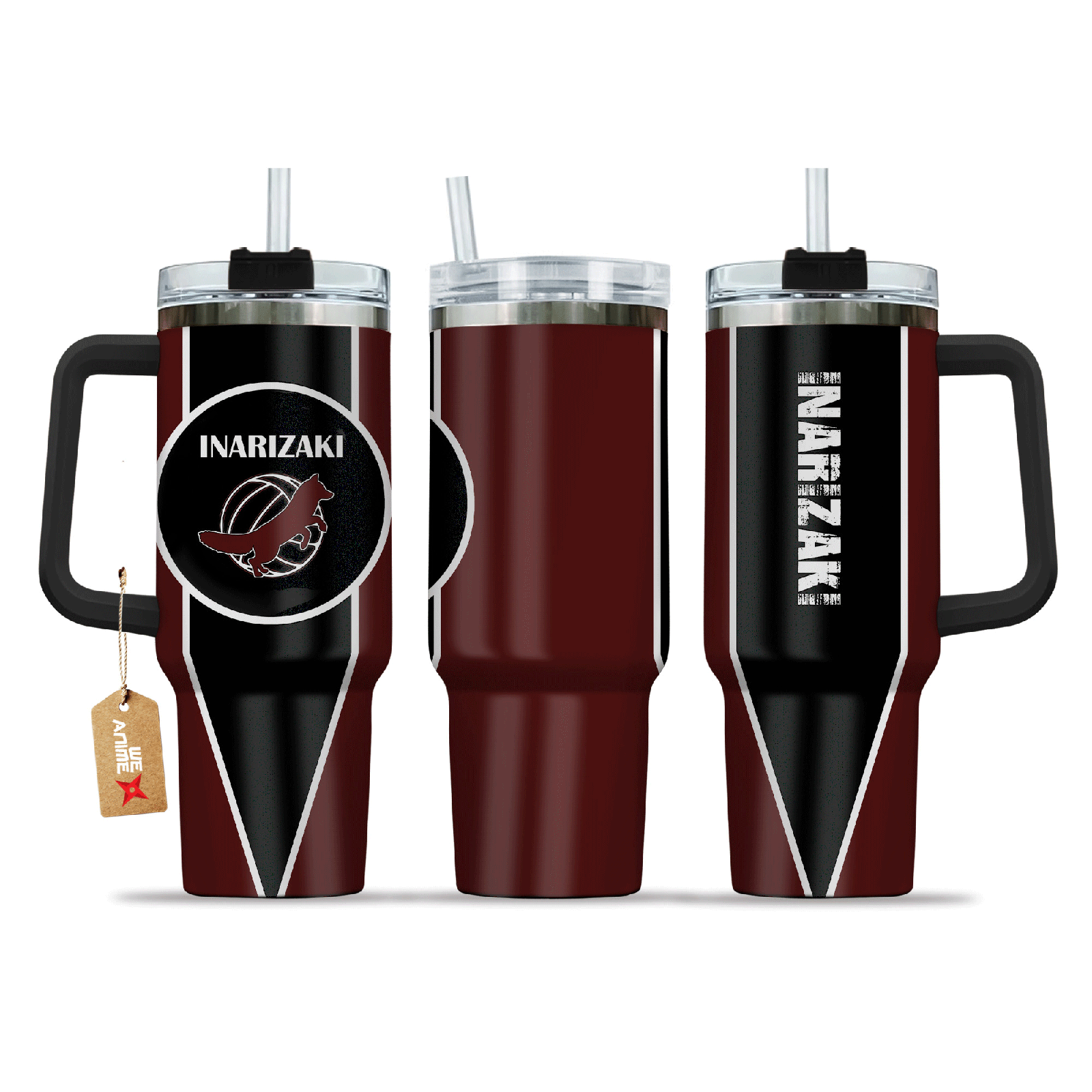 Inarizaki High Haikyuu Anime Custom  40oz Quencher Stainless Steel Tumbler With Handle, Best Gift Idea NVA, Best Gift Idea NVA