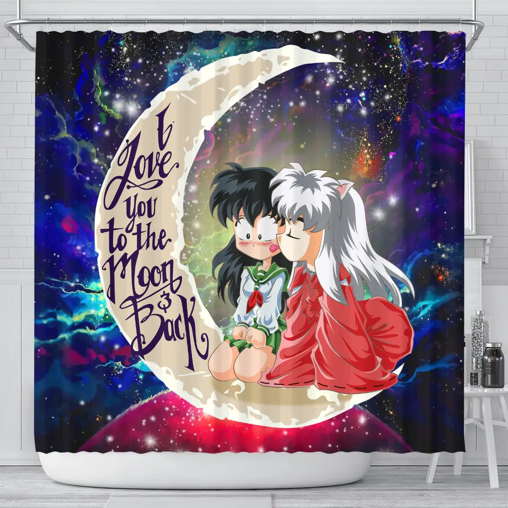 Inuyasha Couple Love You To The Moon Galaxy Shower Curtain
