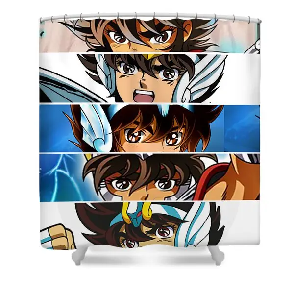 Japanese Art Saint Seiya Characters Shower Curtain | Anime Shower Curtains