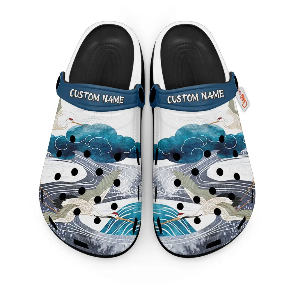 Japanese Crane Edition Premium Clogs Personalized Name