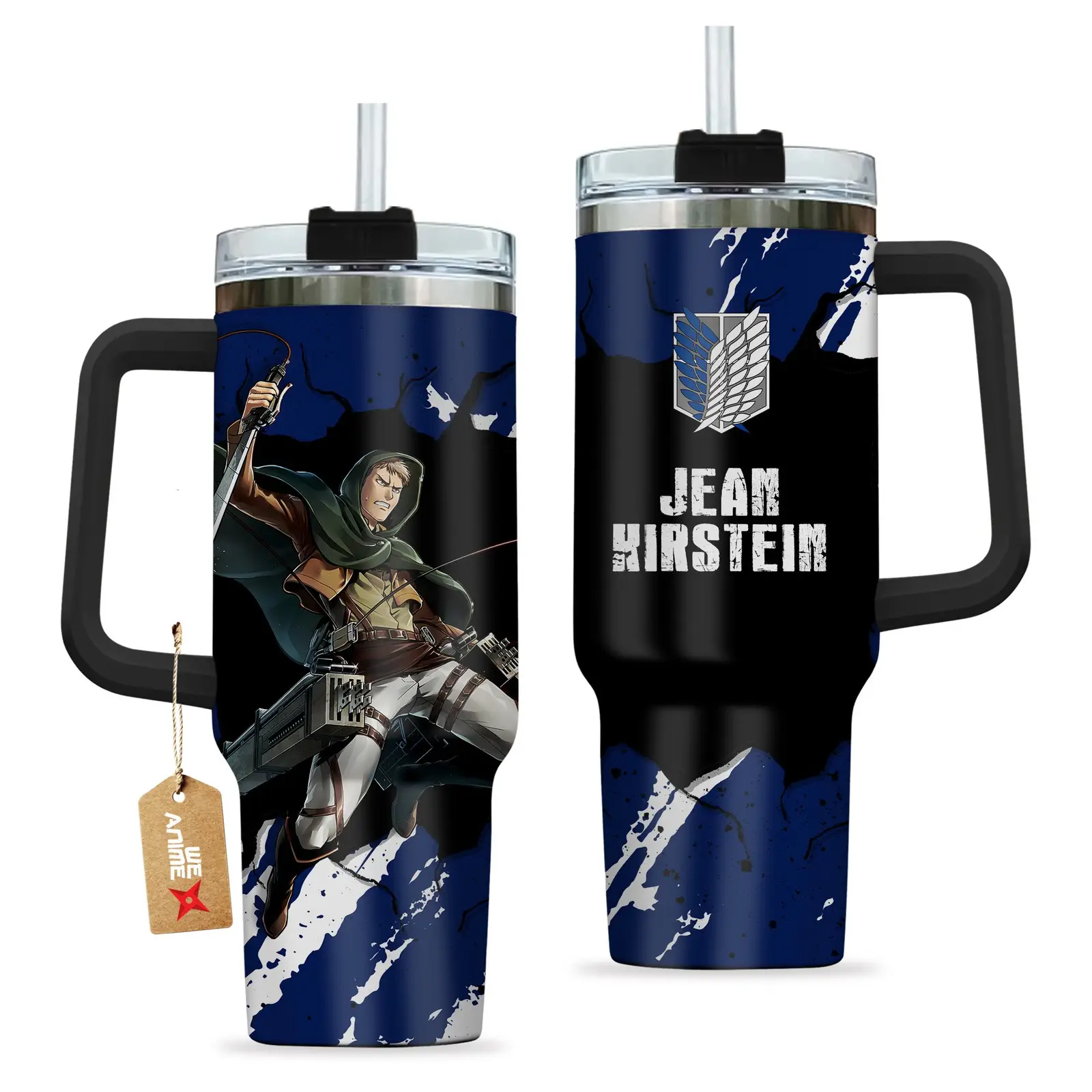 Jean Kirstein Attack on Titan Anime Custom  Quencher   40oz Stainless Steel Tumbler With Handle HG