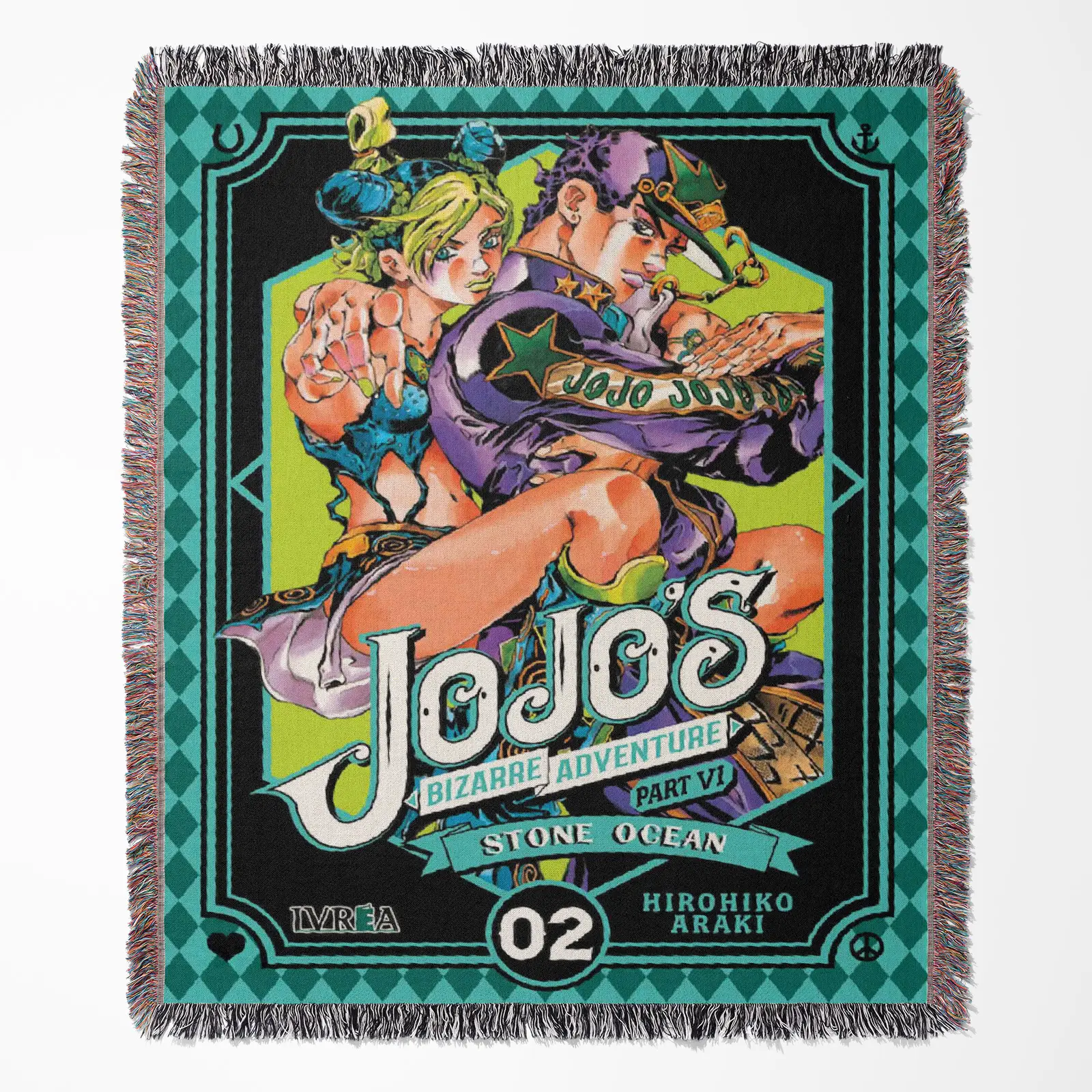 JoJo Manga Cover Adventure Woven Tapestry Throw Blanket – Iconic Room Accent, Wall Art & Home Decor