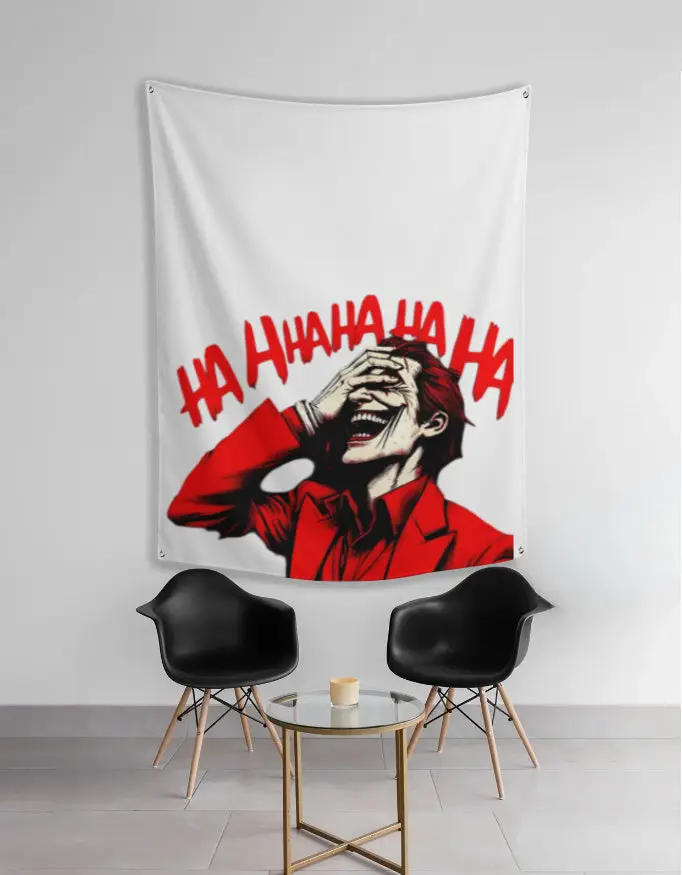 joker anime tapestry - Red Laugh Wall Art