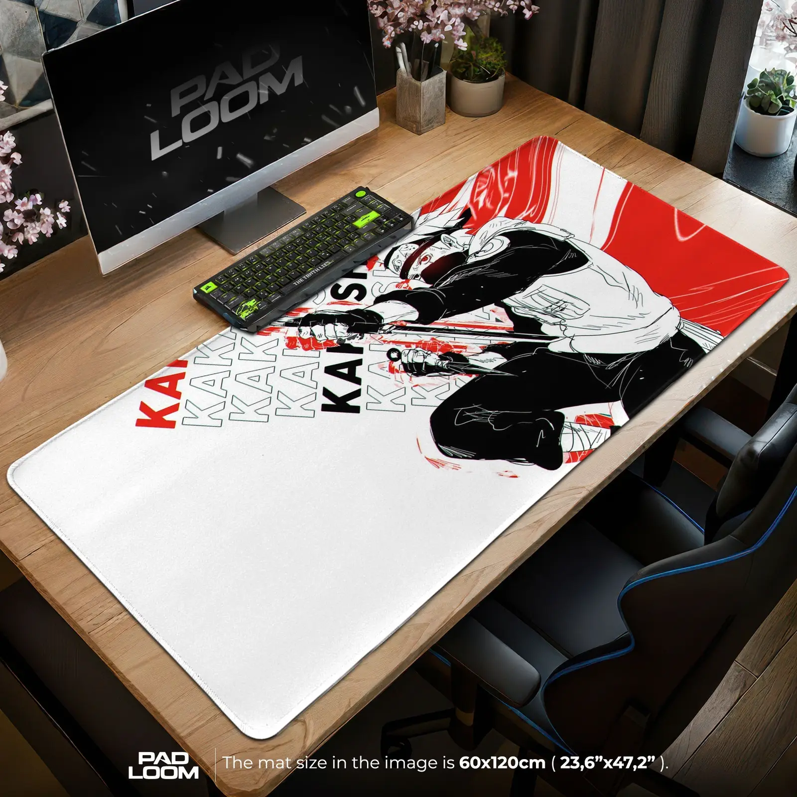 Kakashi Lightning Strike Mouse Pad - Red Shadow Anime Desk Mat