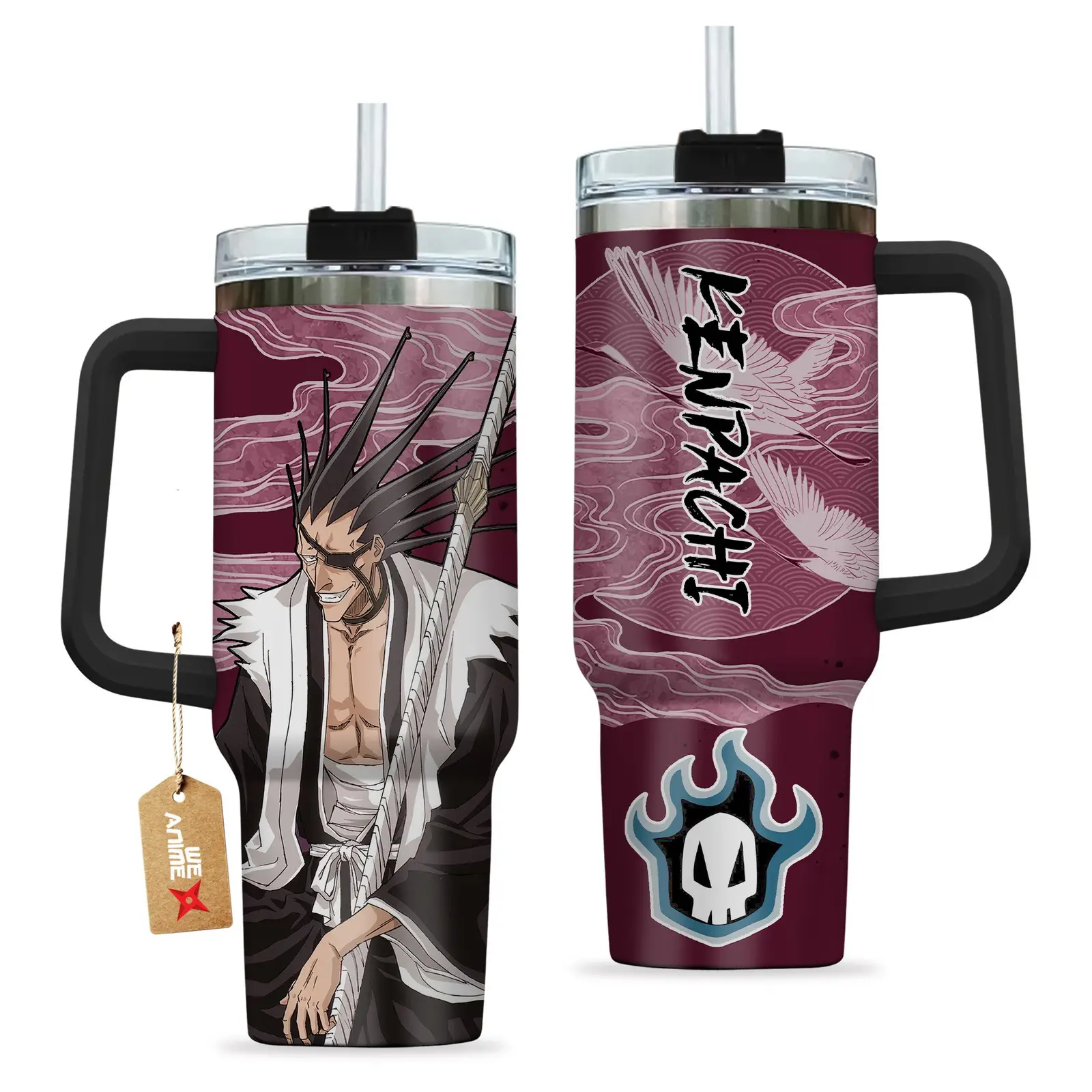 Kenpachi Zaraki Bleach Anime Custom  Quencher   40oz Stainless Steel Tumbler With Handle HG