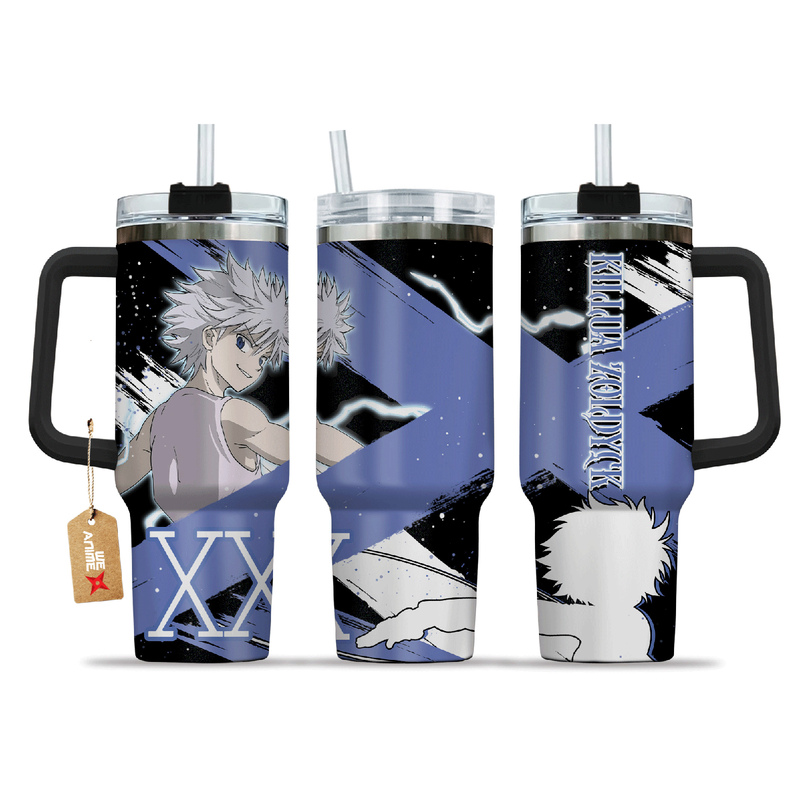 Killua Zoldyck Hunter x Hunter Anime Custom Stanley Quencher   40oz Stainless Steel Tumbler With Handle HG