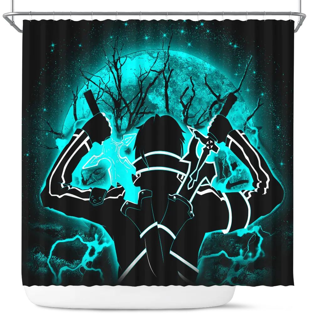Kirito Sword Art Online SAO Moonlight Shower Curtain