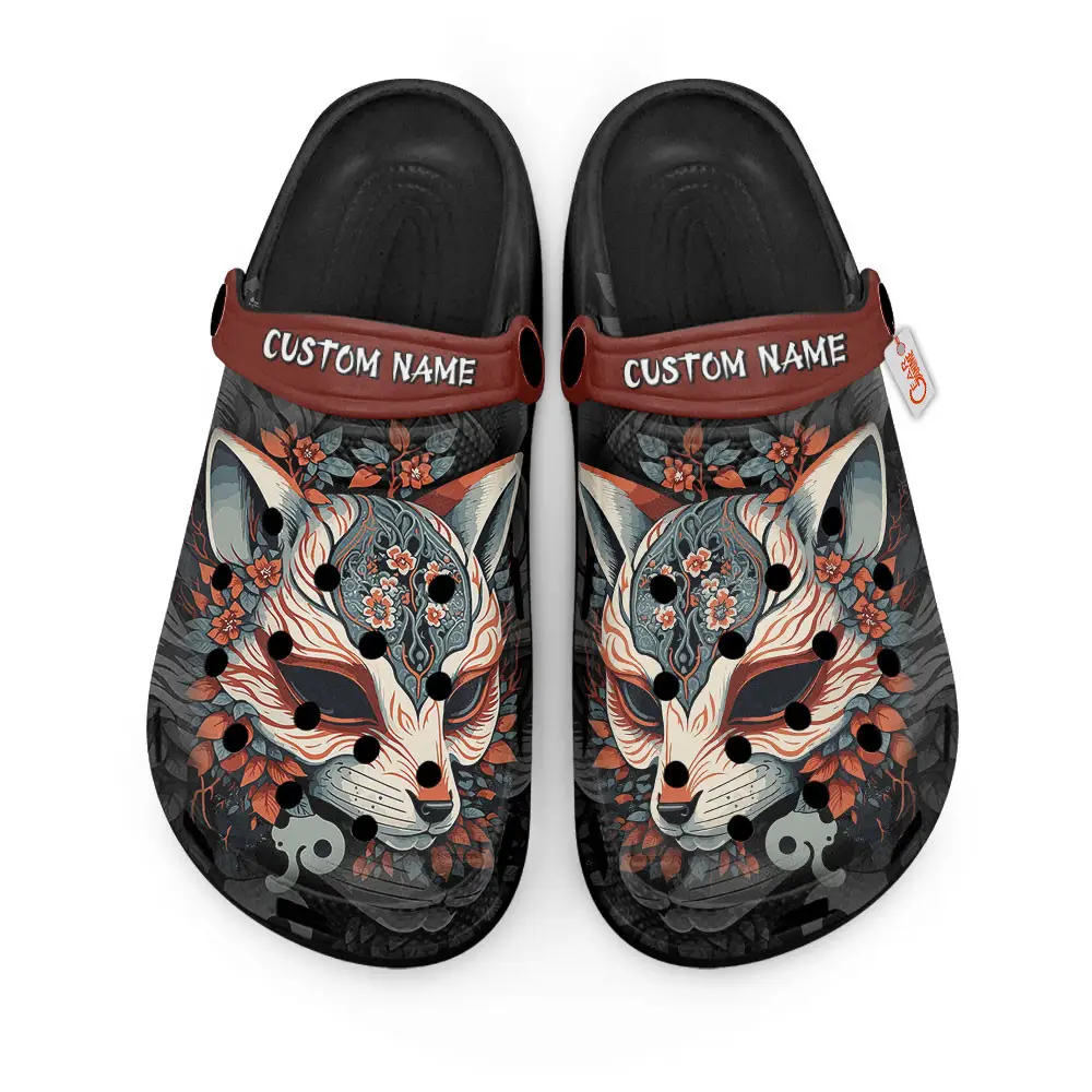 Kitsune Mask Japan Edition Premium Clogs Personalized Name