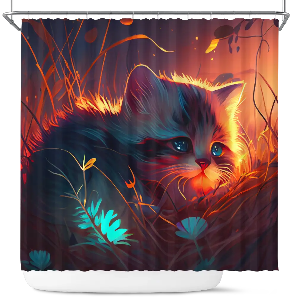 Kitten Bedded Down In The Grass Shower Curtain