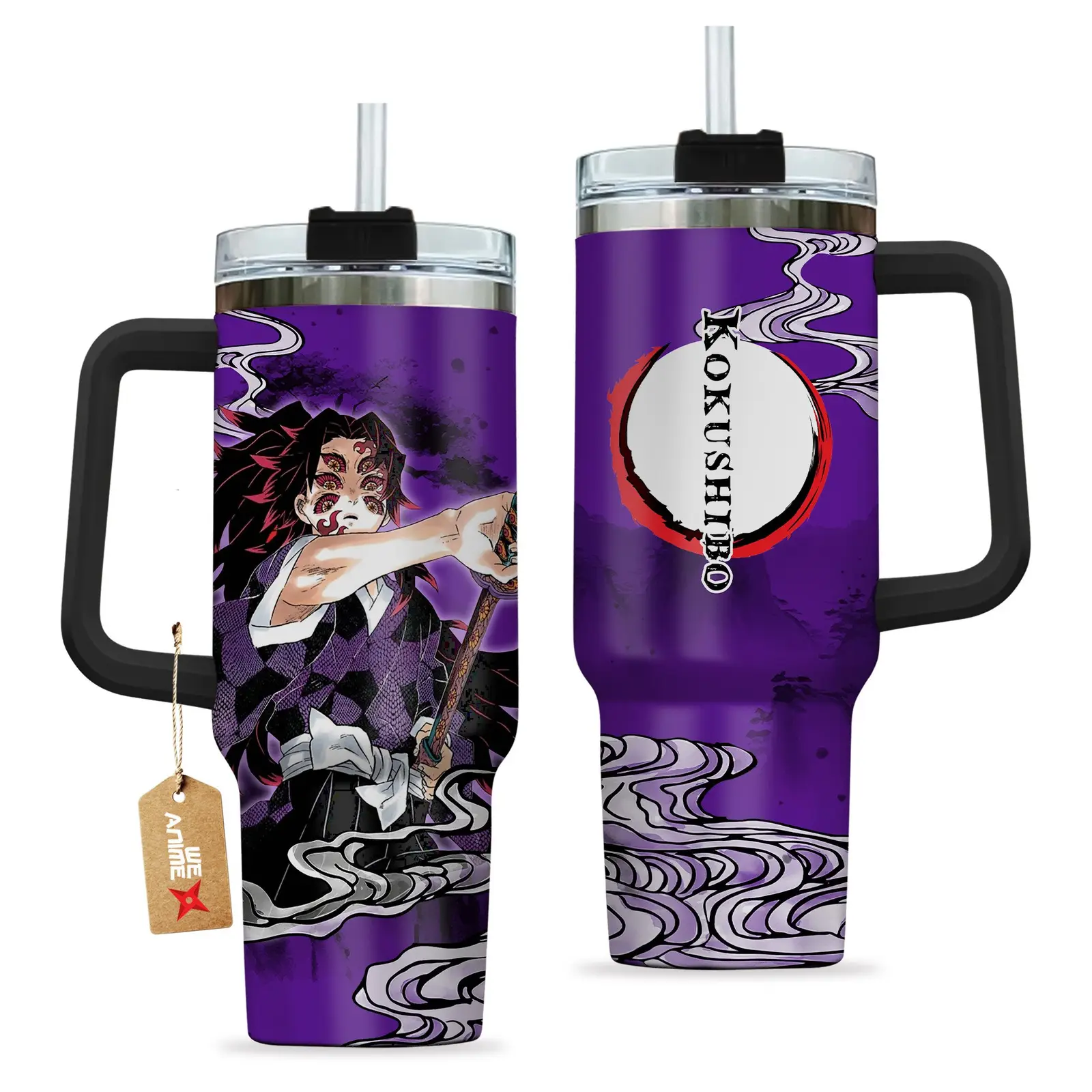 Kokushibo Kimestu no Yaiba Demon Slayer  Anime Custom Quencher  40oz Stainless Steel Tumbler With Handle HG