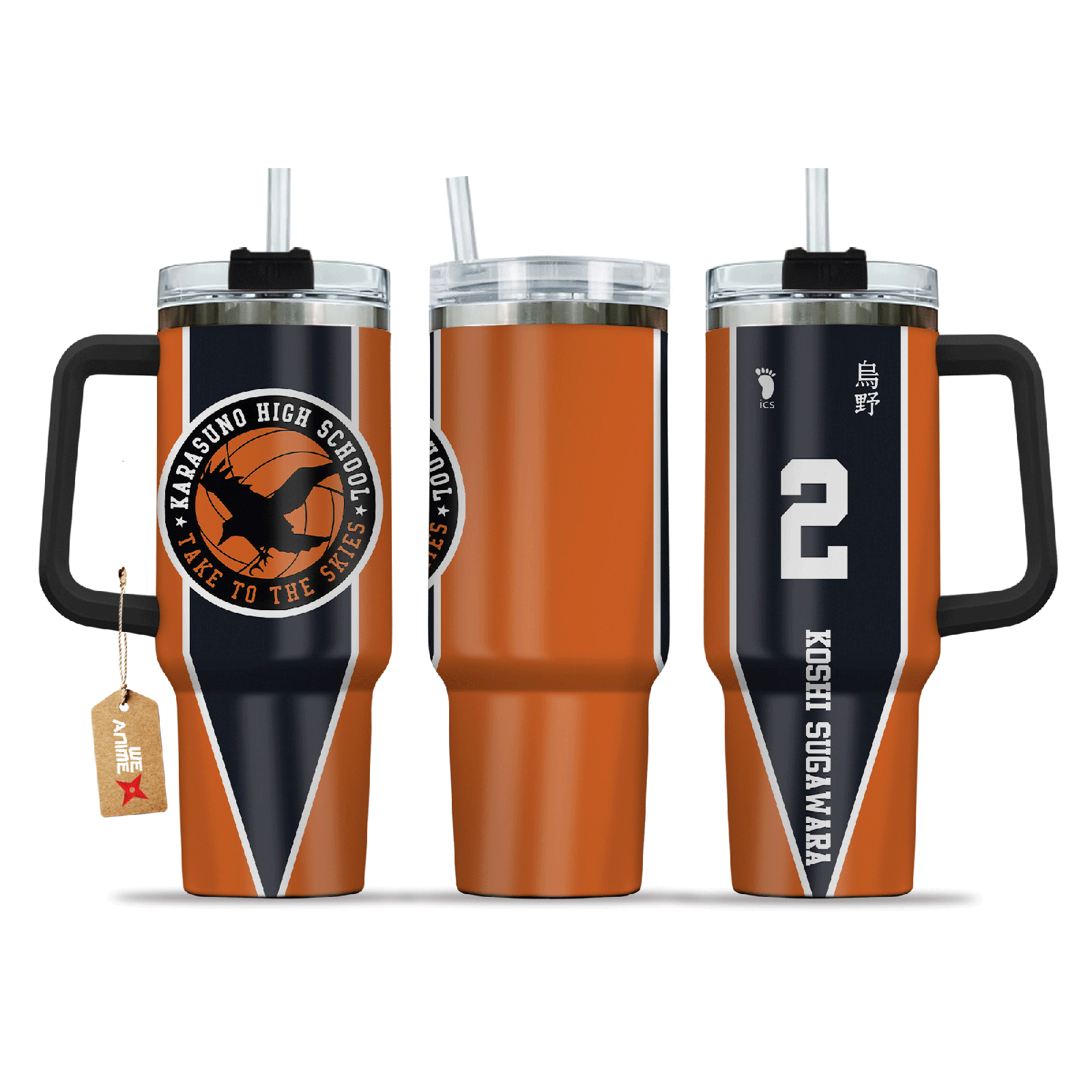 Koshi Sugawara Haikyuu Anime Custom  40oz Quencher Stainless Steel Tumbler With Handle, Best Gift Idea NVA, Best Gift Idea NVA
