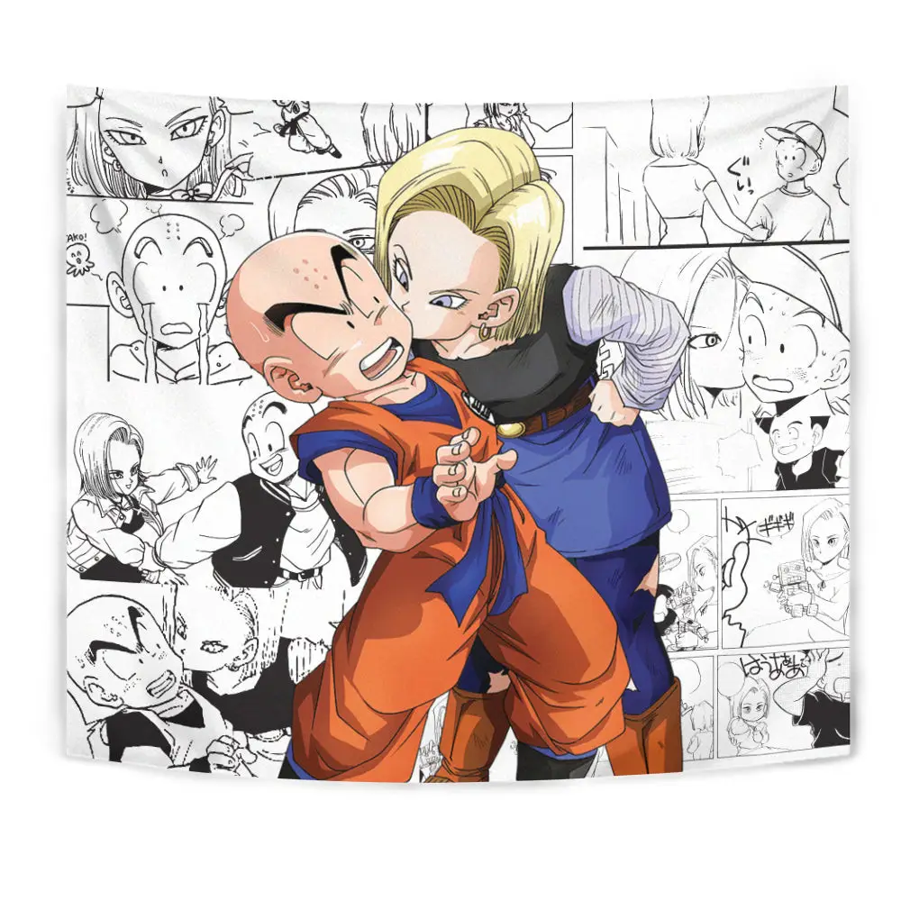 Krillin x Android 18 Tapestry Custom Anime Wall Decor