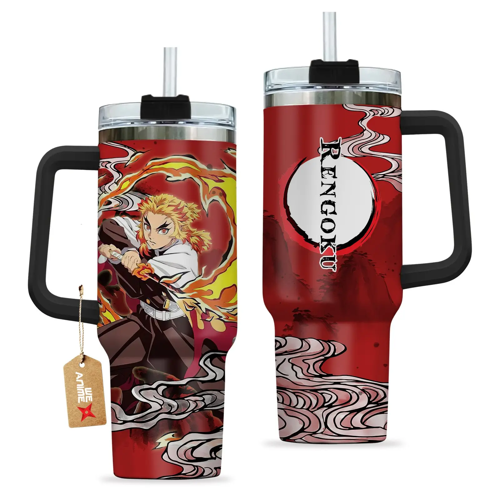 Kyojuro Rengoku Kimestu no Yaiba Demon Slayer  Anime Custom Quencher  40oz Stainless Steel Tumbler With Handle HG