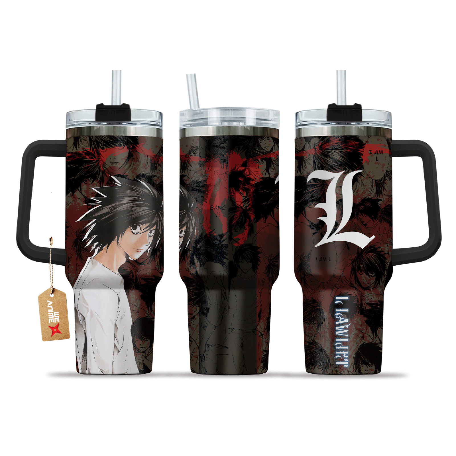 L Lawliet Death Note Anime Custom Stanley Quencher   40oz Stainless Steel Tumbler With Handle HG