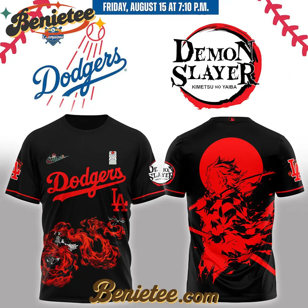LA Dodgers x Demon Slayer Tanjiro Baseball Jersey 2025, Custom Anime Trending, Gift For Anime Lovers - Benietee Shop