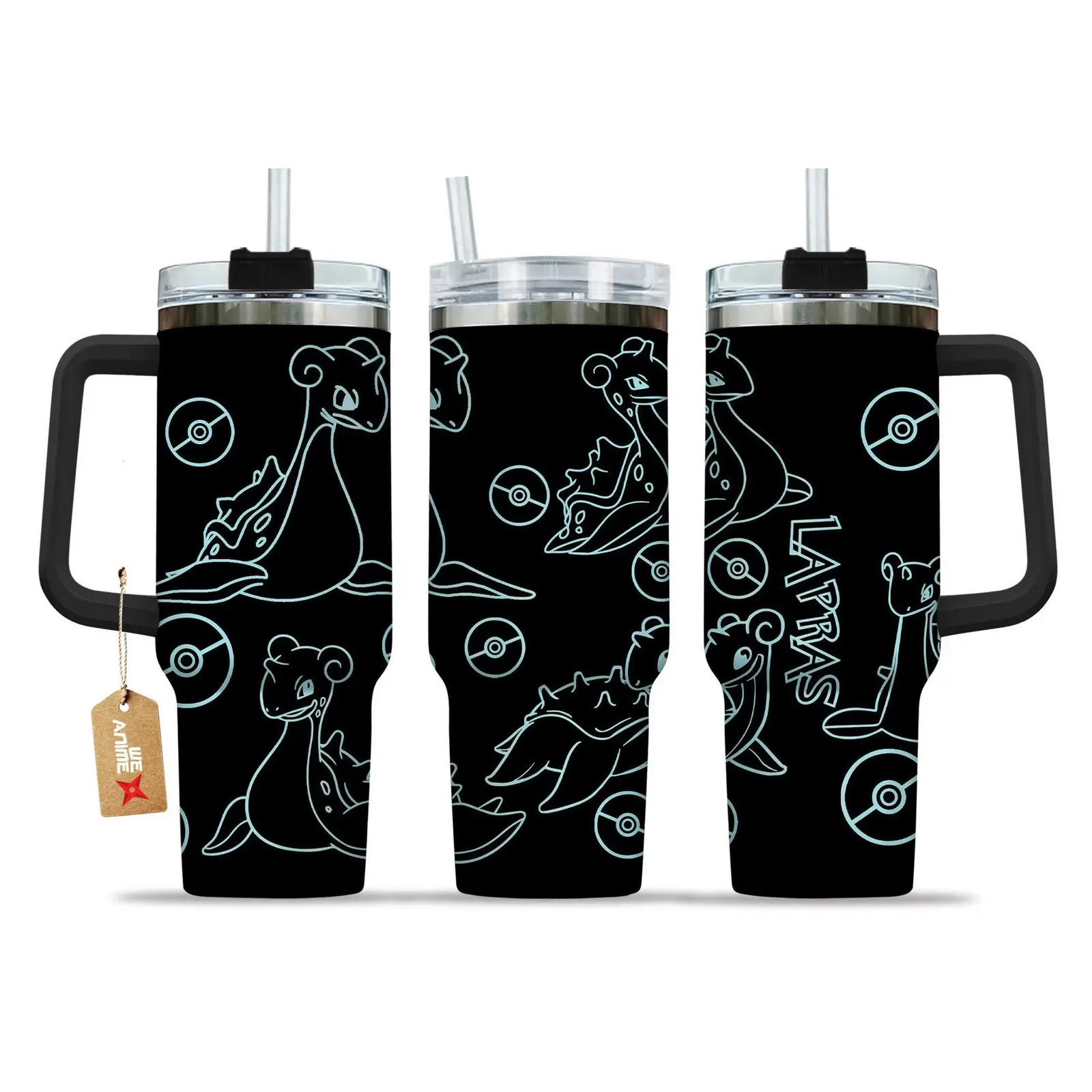 Lapras Pokemon Anime  Custom Quencher  40oz Stainless Steel Tumbler With Handle HG