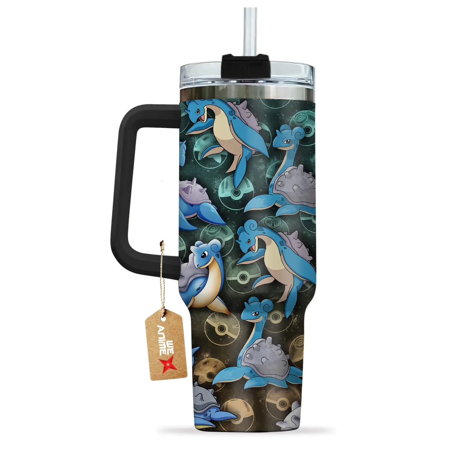 Lapras Pokemon Anime Custom Quencher  40oz Stainless Steel Tumbler With Handle HG