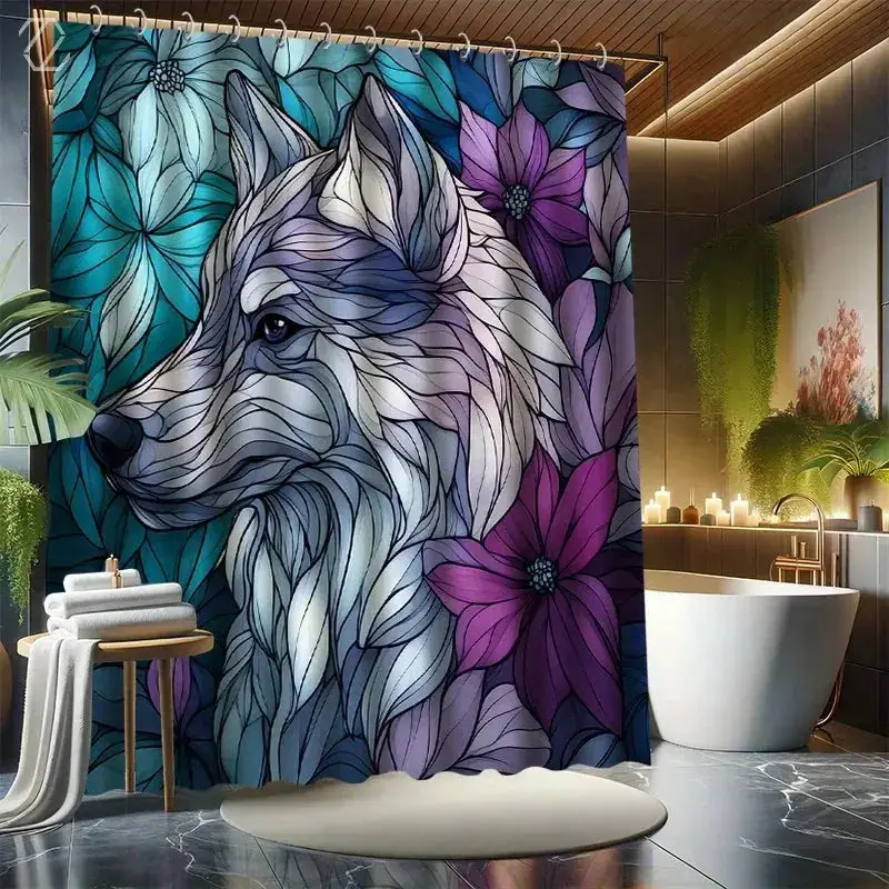 Leaf Wolf Shower Curtain